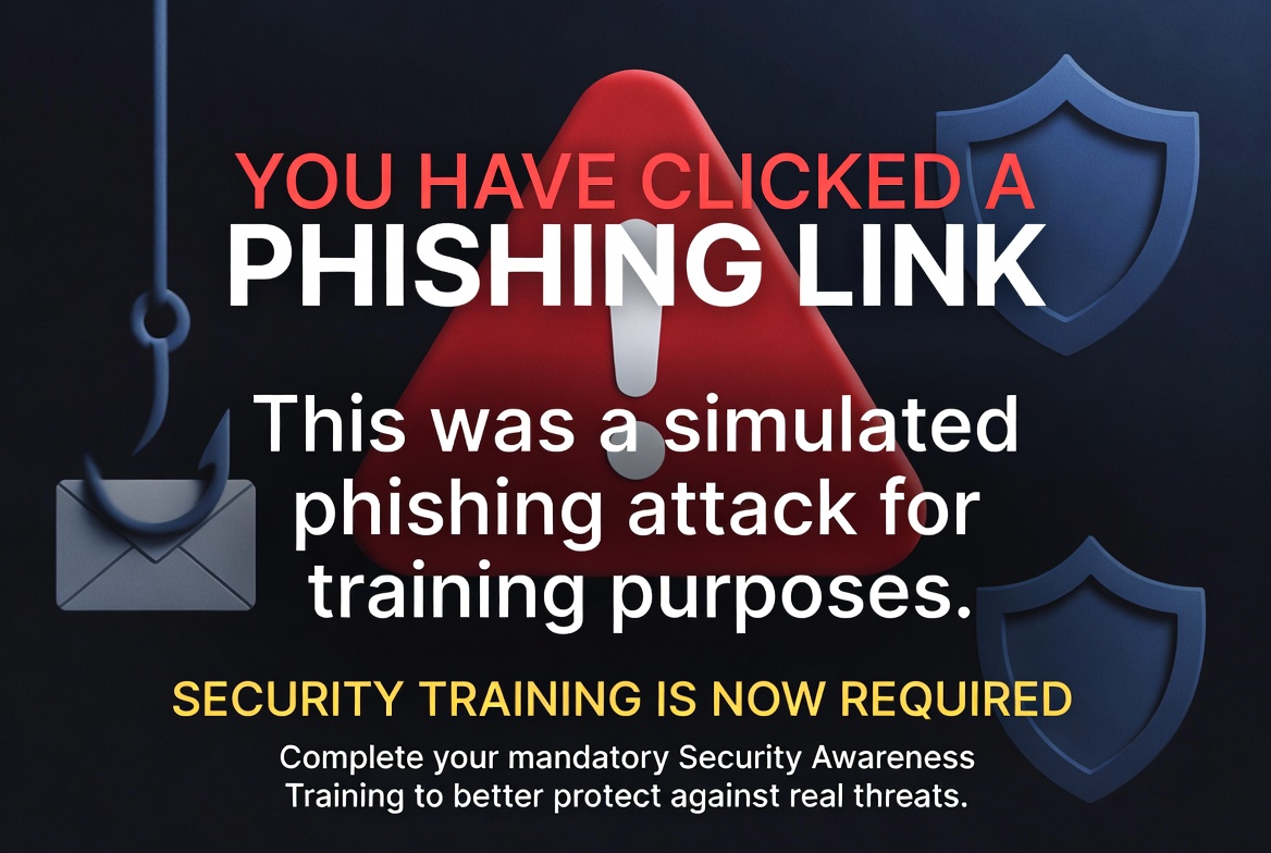 You have clicked a phishing link - Security Training Required